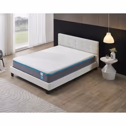 Ensemble MATELAS + LIT (140x190cm)-YPSILON (ÉQUILIBRÉ) 28cm Latex Naturel & Mémoire de Forme+Sommier & tête de lit revêtement ...