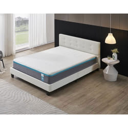 Ensemble MATELAS + LIT (140x190cm)-YPSILON (ÉQUILIBRÉ) 28cm Latex Naturel & Mémoire de Forme+Sommier & tête de lit revêtement Blanc