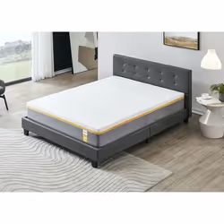 Ensemble MATELAS + LIT (140x200cm)- YPSILON (FERME) 28cm Latex Naturel & Mémoire de Forme + Sommier & tête de lit revêtement ...
