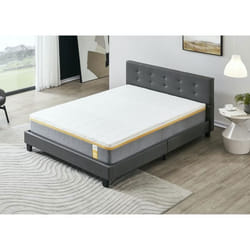 Ensemble MATELAS + LIT (140x200cm)- YPSILON (FERME) 28cm Latex Naturel & Mémoire de Forme + Sommier & tête de lit revêtement Gris