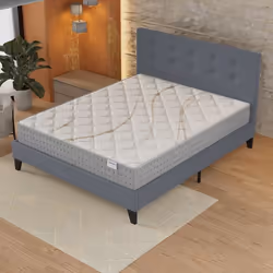 Ensemble MATELAS + LIT (160x200cm)- Essem 25cm Ressorts ensachés & Mousse HDensité + Sommier stable & tête de lit revêtement  ...