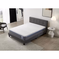 Ensemble MATELAS + LIT (140x200cm)-YPSILON (SOUPLE) 28cm Latex Naturel & Mémoire de Forme+Sommier & tête de lit revêtement Gr ...