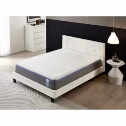 Ensemble MATELAS + LIT (140x190cm)- YPSILON (SOUPLE) 28cm Latex Naturel & Mémoire de Forme + Sommier & tête de lit revêtement ...