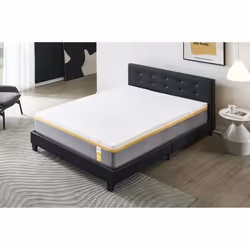 Ensemble MATELAS + LIT (160x200cm)- YPSILON (FERME) 28cm Latex Naturel & Mémoire de Forme + Sommier & tête de lit revêtement  ...