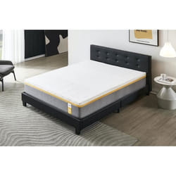 Ensemble MATELAS + LIT (140x200cm)-YPSILON (FERME) 28cm Latex Naturel & Mémoire de Forme+Sommier & tête de lit revêtement Noir