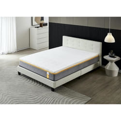 Ensemble MATELAS + LIT (160x200cm)- YPSILON (FERME) 28cm Latex Naturel & Mémoire de Forme + Sommier & tête de lit revêtement Blanc