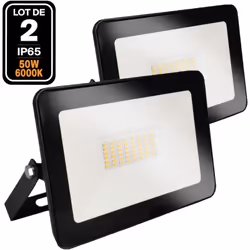 Description générale Le Lot de 2 Projecteurs LED 50W Black Ipad est conçu pour offrir un éclairage puissant et économique. Éq ...