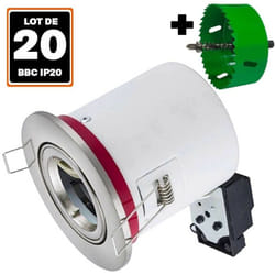 Europalamp - 20 Support Spot bbc RT2012 IP20 Orientable Alu brossé avec