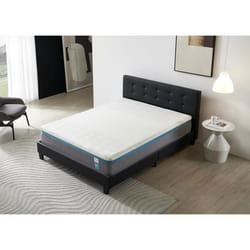 Ensemble MATELAS + LIT (160x200cm)-YPSILON (ÉQUILIBRÉ) 28cm Latex Naturel & Mémoire de Forme+Sommier & tête de lit revêtement Noir