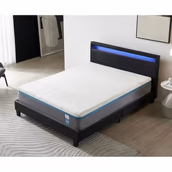 Ensemble MATELAS + LIT (160x200cm)- YPSILON (ÉQUILIBRÉ) 28cm Latex Naturel & Mémoire de Forme + Sommier & tête de lit LED Noi ...