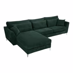 Ce canapé d'angle en velours côtelé vert n'a que des points forts : en plus de son design et de son coloris très tendance, il ...