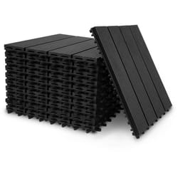 Hobbytech - Dalles de terrasse en bois composite wpc 30 x 30 cm Dalles clipsables jardin extérieur Noire x10