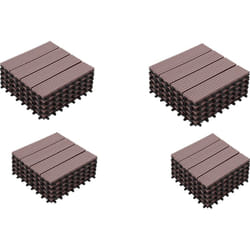 Hobbytech - Dalles de terrasse en bois composite wpc 30 x 30 cm Dalles clipsables jardin extérieur Marron x20
