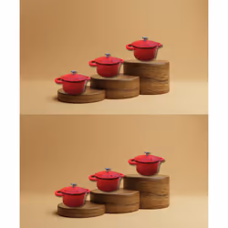 Lot de 6 mini cocottes en fonte émaillée rouge avec couvercle 17,5 x 12 x 9,5 cm HobbyTech