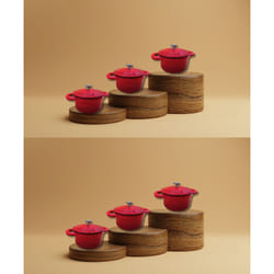 Lot de 6 mini cocottes en fonte émaillée rouge avec couvercle 17,5 x 12 x 9,5 cm HobbyTech