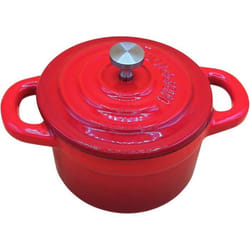 Mini cocotte en fonte émaillée rouge avec couvercle 17,5 x 12 x 9,5 cm HobbyTech