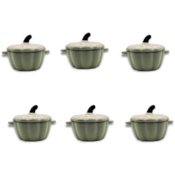 Hobbytech - Lot de 6 mini cocottes en forme de courge blanche avec couvercle 11 x 9,5 cm