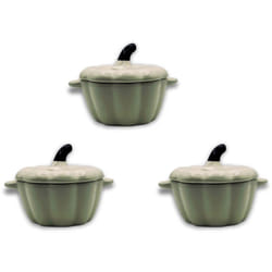 Hobbytech - Lot de 3 mini cocottes en forme de courge blanche avec couvercle 11 x 9,5 cm
