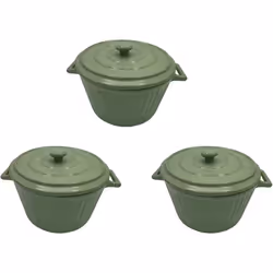 Lot de 3 mini cocottes rayées vertes avec couvercle 17,5 x 9,5 cm Hobbytech