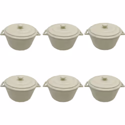 Lot de 6 Mini cocotte blanche rayée avec couvercle 17,5 x 9,5 cmTYPE DE PRODUIT : Lot de 6 Mini cocotte blanche rayée avec co ...