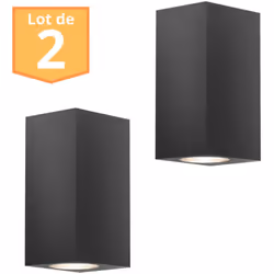Apportez une touche contemporaine à vos espaces avec ce lot de 2 appliques RITA GU10 2x35W Gris Aluminium IP44 . Ce duo de lu ...