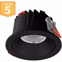 Illuminez vos espaces avec élégance grâce à ce lot de 5 spots LED encastrables noirs de 10W. Chaque spot combine un design mo ...