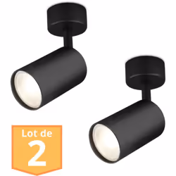 Découvrez notre lot de 2 spots de plafond orientables noir GU10 35W, robuste et élégant. Ce spot est conçu pour offrir une lu ...