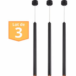 Découvrez notre lot de 3 suspensions tubes design noir, modernes et élégants. Cette suspension, dotée d'une douille G9, offre ...