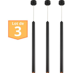 Braytron - Lot de 3 suspensions tubes design noir G9 10W IP20