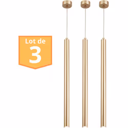 Découvrez notre lot de 3 suspensions tubes design doré, modernes et élégants. Cette suspension, dotée d'une douille G9, offre ...