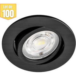 Braytron - Lot de 100 spots led encastrables 3en1 rond noir 7W IP20