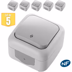 Le lot de 5 va et vient étanche IP54 - Viko by Panasonic - Gris - NF, est conçu pour répondre aux besoins des environnements ...