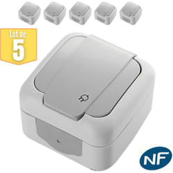 Vi-ko - Lot de 5 Prise 2P+T étanche IP54 - Viko by Panasonic - Gris - nf