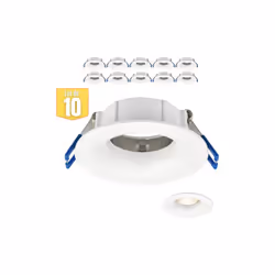 Le lot de 10 fixations spots BRAYTRON Tetra-D rond blanc convient aux ampoules, MR16, GU5.3, GU10, de diamètre 50mm. Son arma ...