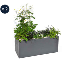 2 Jardinières rectangulaire Volcania effet pierre 99,5 x 39,5 x 43,5 cm - Gris anthracite EDA