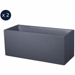 2 Jardinières rectangulaire Graphit - 99,5 x 39,5 x 43,5 cm - 97 L - Gris anthracite - Eda