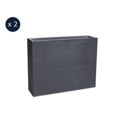 2 Jardinières rectangulaire Graphit - 99,5 x 29,5 x 78,5 cm - 63 L - Gris anthracite - Eda