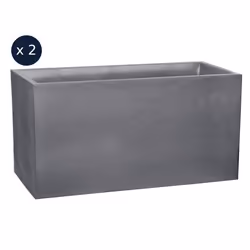 Lot de 2 Jardinières Muret Volcania effet pierre - 99,5 x 39,5 x 60 cm - 116 L - Gris galet - Eda