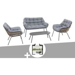 Salon de jardin en aluminium Paopao Graphite + Housse - 4 places - Hespéride