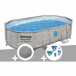 La piscine tubulaire ovale Power Steel Swim Vista avec hublots 4,88 x 3,05 x 1,07 m de Bestway offre aux familles une expérie ...