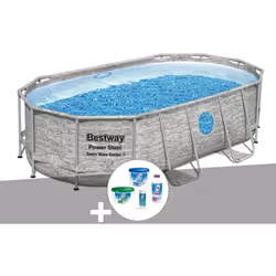 La piscine tubulaire ovale Power Steel avec hublots 4,27 x 2,50 x 1,00 m de Bestway offre aux familles une expérience aquatiq ...