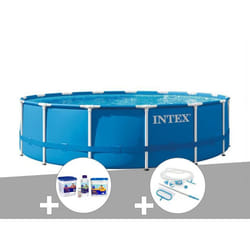 Kit piscine tubulaire Intex Metal Frame ronde 457 x 122 m + Kit de traitement au chlore + Kit dentretien