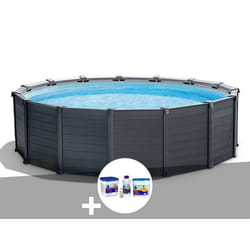 Kit piscine tubulaire Intex Graphite ronde 478 x 124 m + Kit traitement au chlore