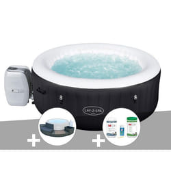 Kit Spa Gonflable Bestway Lay-z-spa Miami Rond Airjet 4 Places + Ensemble Mobilier 4 Modules + Kit Traitement Brome