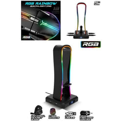 Support Casque Gamer - PRO-M5 - 4 Ports USB - RGB - 12800 DPI - Noir