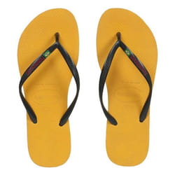 HAVAIANAS Tongs Slim Brasil Logo Jaune/Noir Mixte