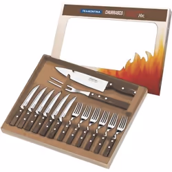 Ensemble de couverts à barbecue - TRAMONTINA - Churrasco 29899-211 - Manche en polywood - Acier inoxydable - FSC