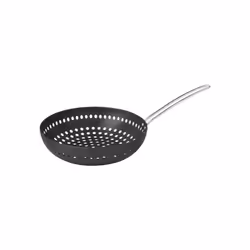 Wok percé pour barbecue Churrasco - TRAMONTINA - 26cm - Aluminium anodisé - Noir