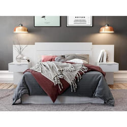 Tête de lit extensible avec chevets - 140/160 cm - Blanc - PARATI