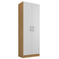 Beaux Meubles Pas Chers - Armoire 2 Portes Chêne et Blanc 5 Niches l 61 h 170.6 p 35.3 cm